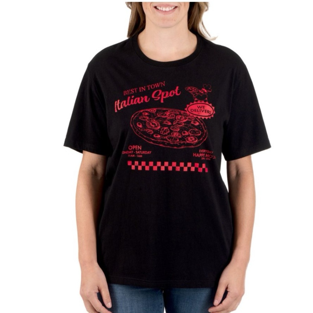 Woman’s Pizza Tshirt 100% Cotton Graphic Tee, State Of Mine Small